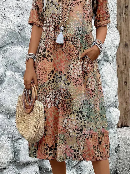 Fatima | Women's Floral Pattern Midi Dress