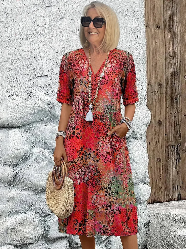 Fatima | Women's Floral Pattern Midi Dress