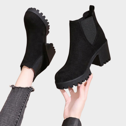 Marley | Women's Cushioned Slip-On Block Heel Short Boots