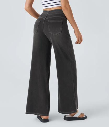 Quinn | Women's High Waisted Wide Leg Jeans with Pockets