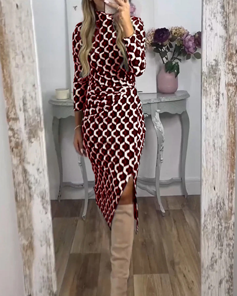 Donna | Women's Comfy Printed Slit Midi Dress with Side Slit