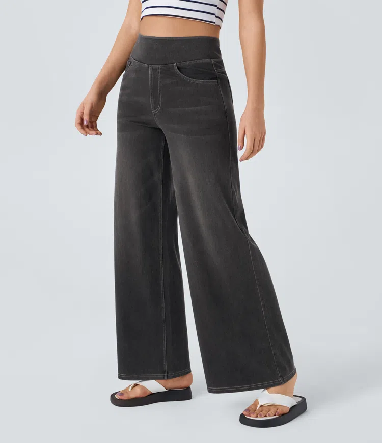 Quinn | Women's High Waisted Wide Leg Jeans with Pockets