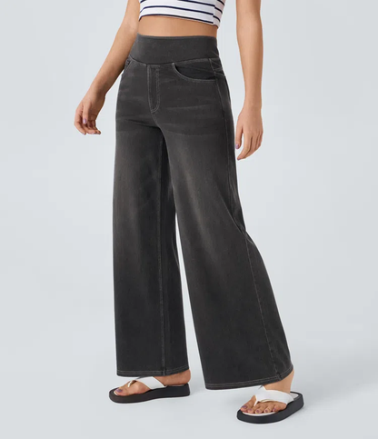 Quinn | Women's High Waisted Wide Leg Jeans with Pockets