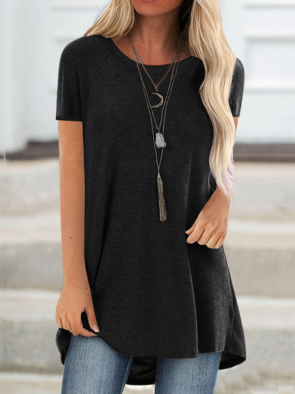 Faye | Women's Relaxed Casual Longline Crew Neck T-Shirt