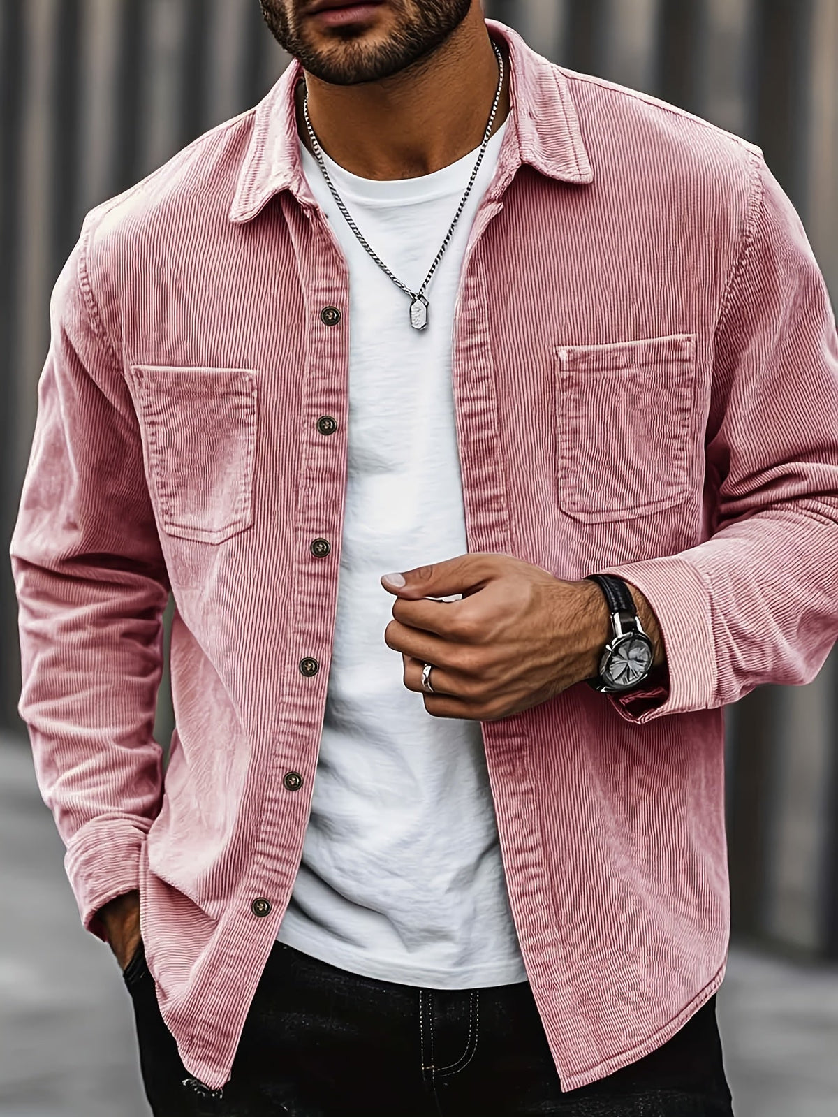 Johan Men's Shirt Jacket with Pockets and Long Sleeve