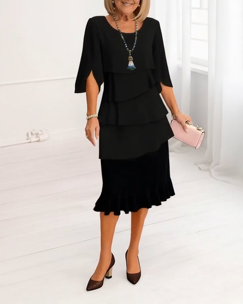 Patricia | Women's Elegant Comfort Ruffle Midi Dress
