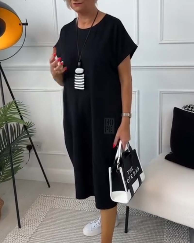 Zuzanna | Women's Airy Summer Midi Dress with Round Neckline