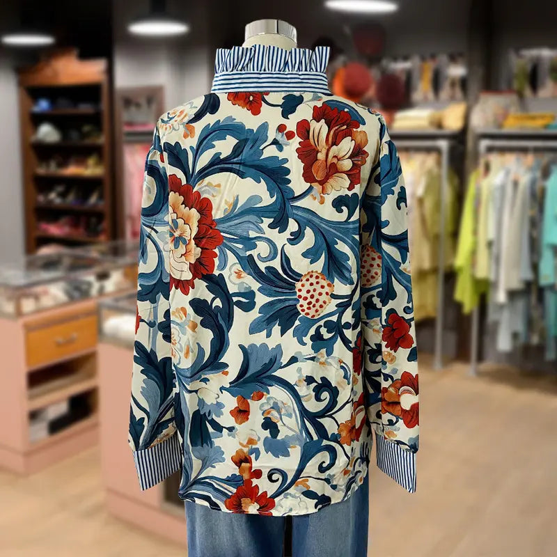 Serenity | Women's Classy Vintage Floral Printed Blouse