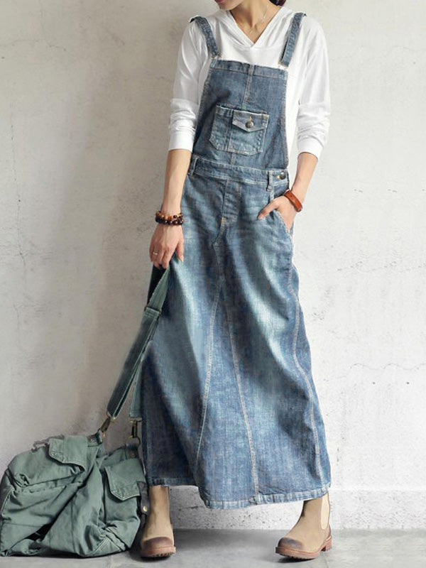 Demi | Women's Casual Denim Overall Dress with Pockets