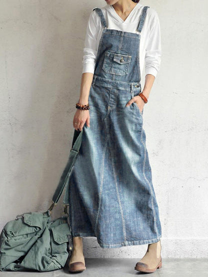 Demi | Women's Casual Denim Overall Dress with Pockets