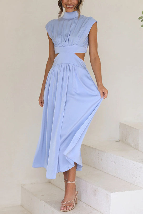 Quincy | Women's Midi Dress with Cut-Out and Pockets