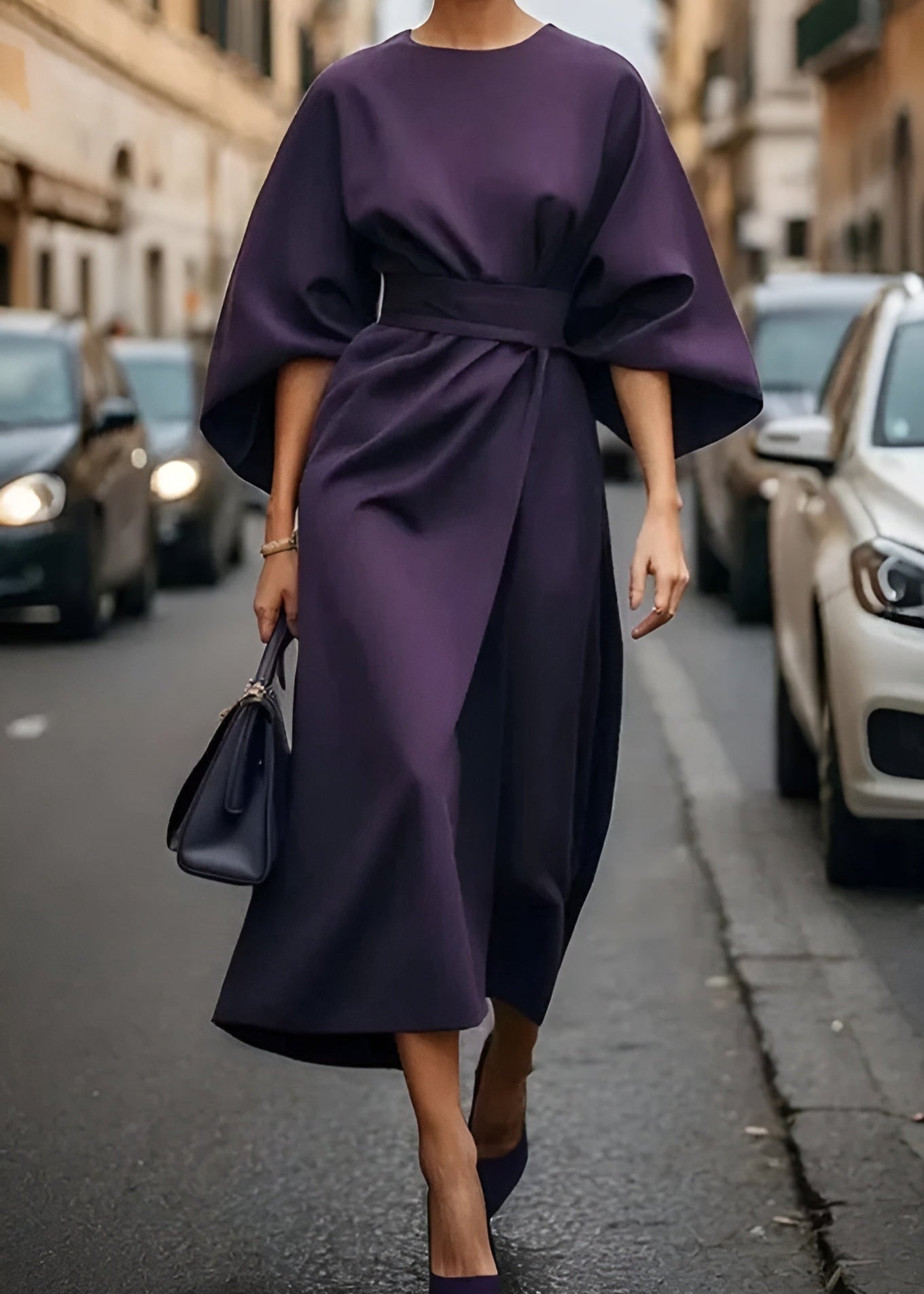 Victoria | Women's The Most Elegant Midi Dress with Sleeves