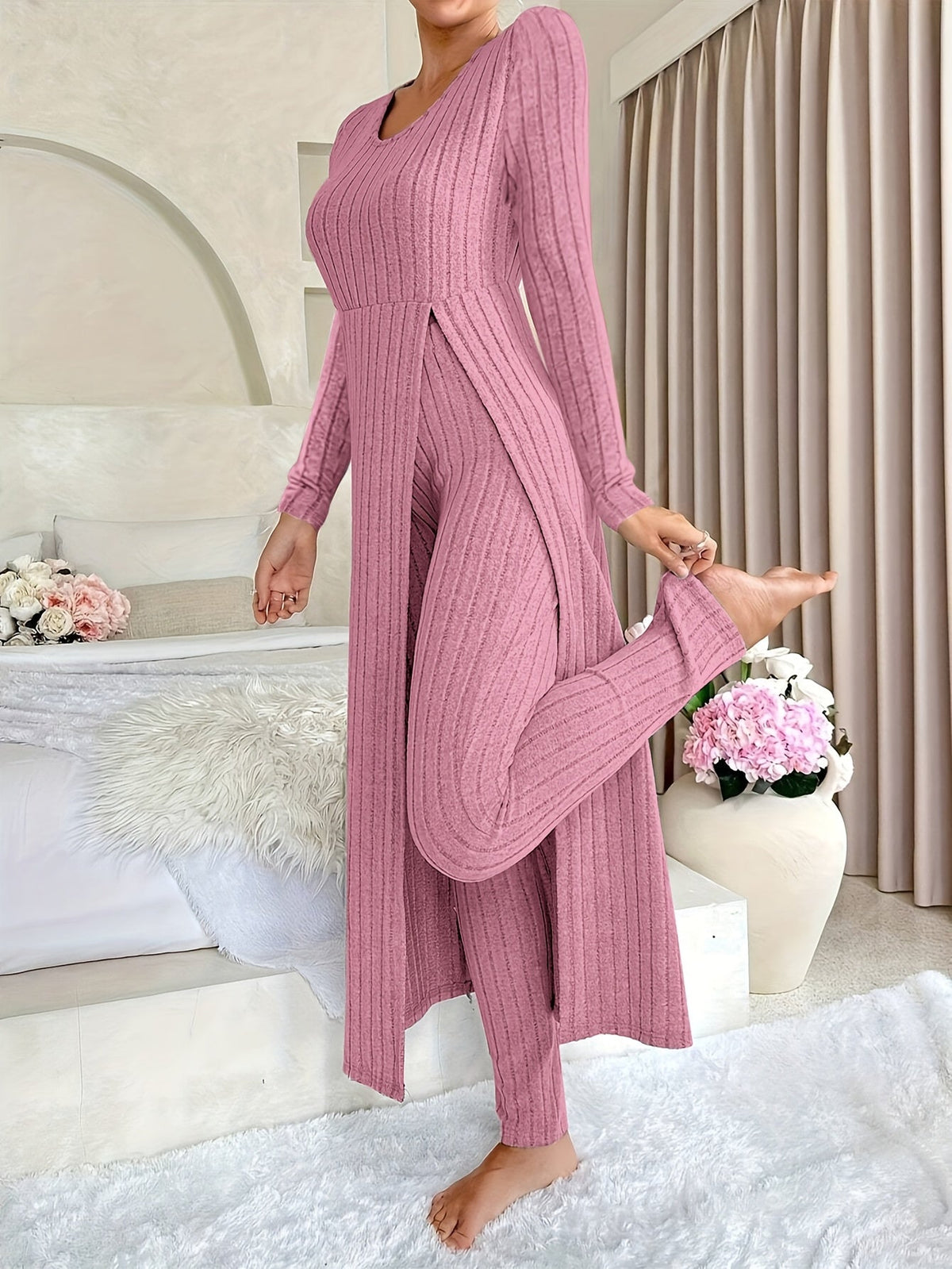 Aldea | Women's Relaxed Cozy Two-Piece Ribbed Lounge Set