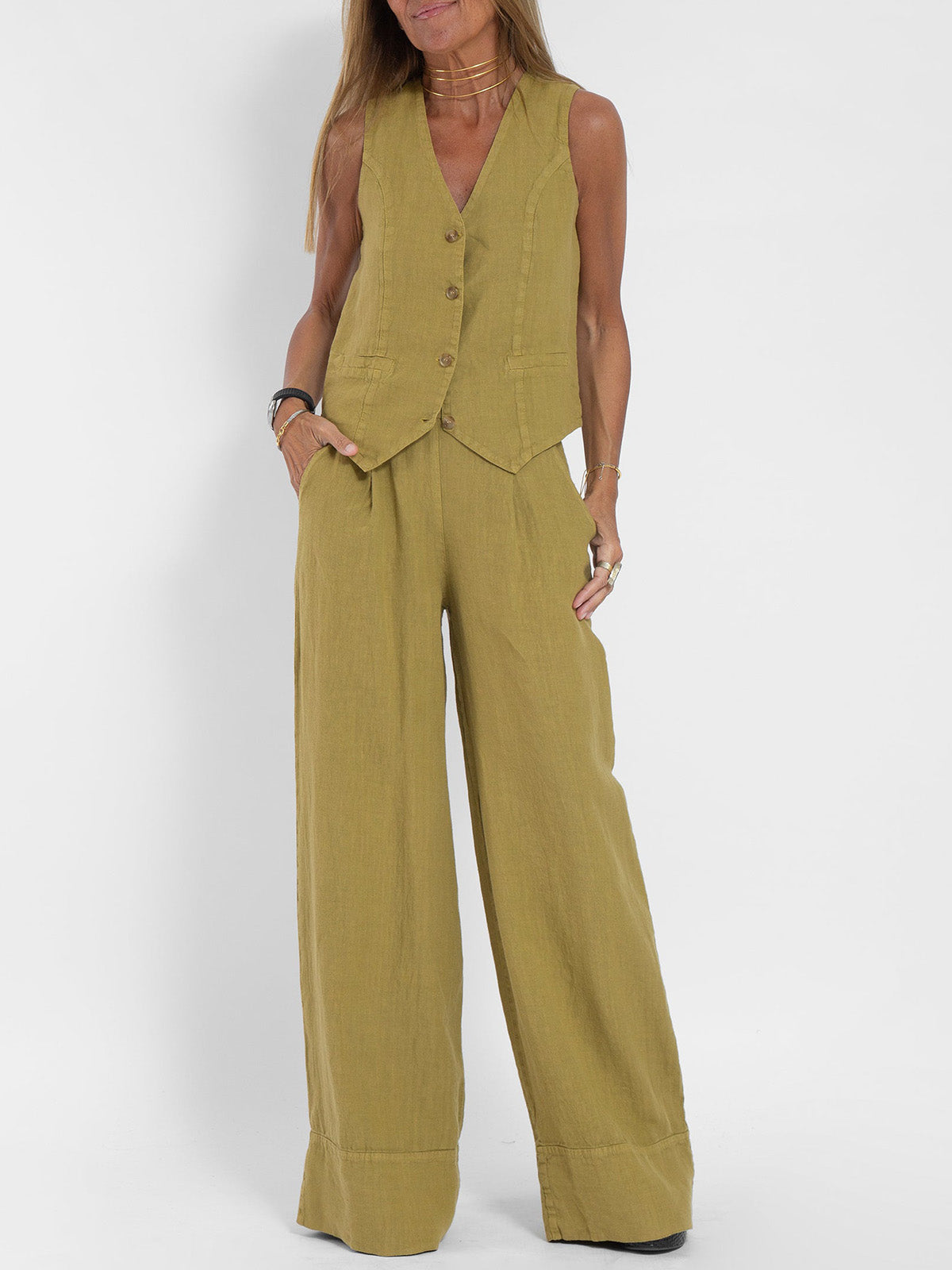Ella | Women's Vest Wide Trousers Set (Almost Sold Out)