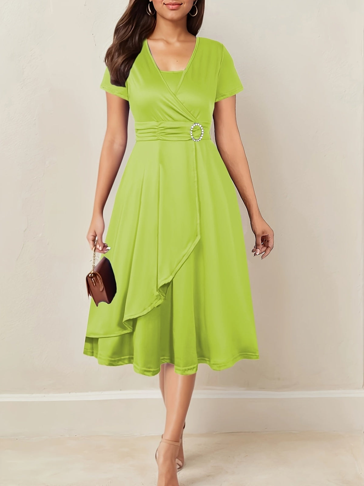 Hilda | Women's Elegant Rhinestone V-Neck Evening Maxi Dress