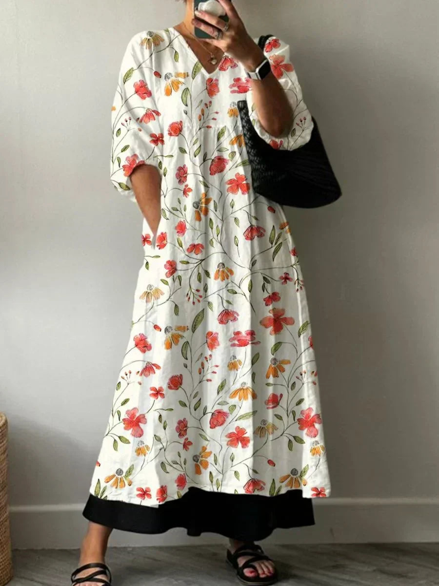 Women's Relaxed Elegant Printed Maxi Dress Ana