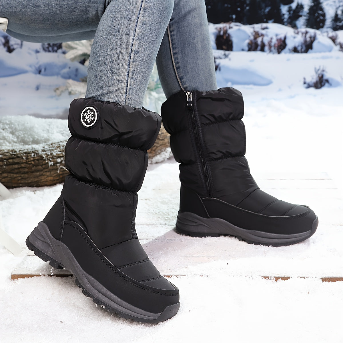 Cushioned Slip-On Premium Mid-Calf Women's Winter Snow Boots