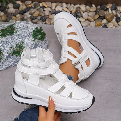 Women's Cushioned Open-Toe Lightweight Wedge Sandals with Side Zip for Ultimate Comfort