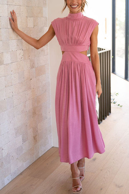 Quincy | Women's Midi Dress with Cut-Out and Pockets