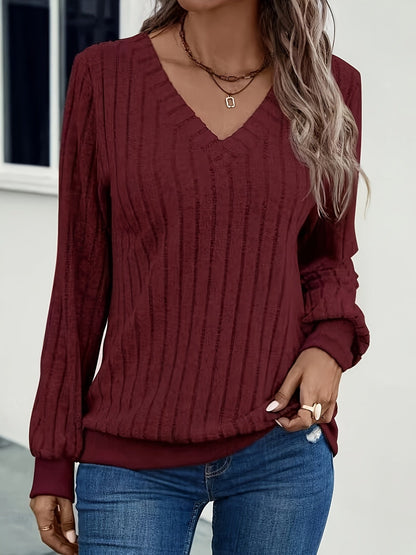 Joan | Women's Relaxed Stylish Ribbed V-Neck Sweatshirt
