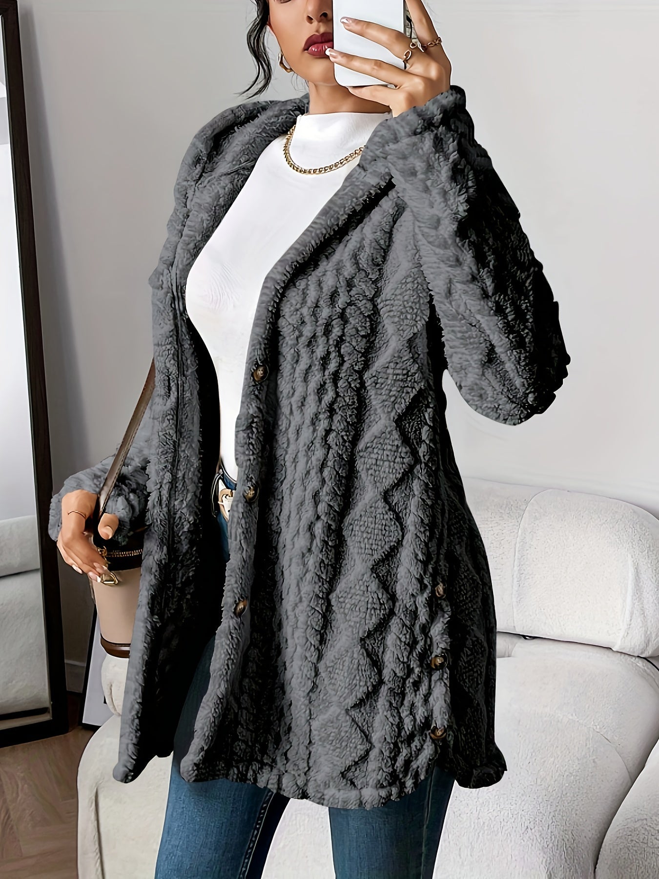 Chloe | Women's Relaxed Plush Hooded Cardigan