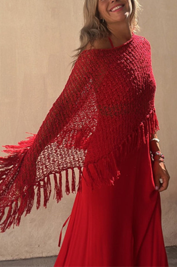 Women's Sunset Breeze Tassel Cover-Up with Hollow-Out Design