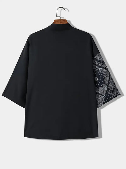 Aki | Men’s Lightweight Kimono Cardigan with Asymmetric Neck and 3/4 Sleeve