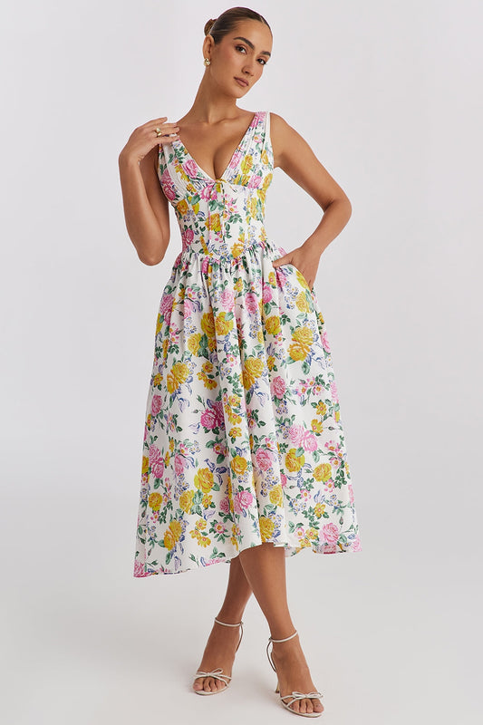 Aeliana | Women's Elegant Flattering Summer Midi Dress