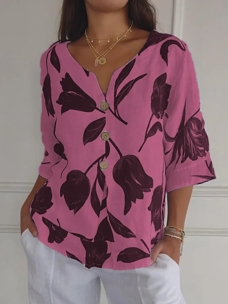 Sanne | Women's Floral Button-Up Blouse