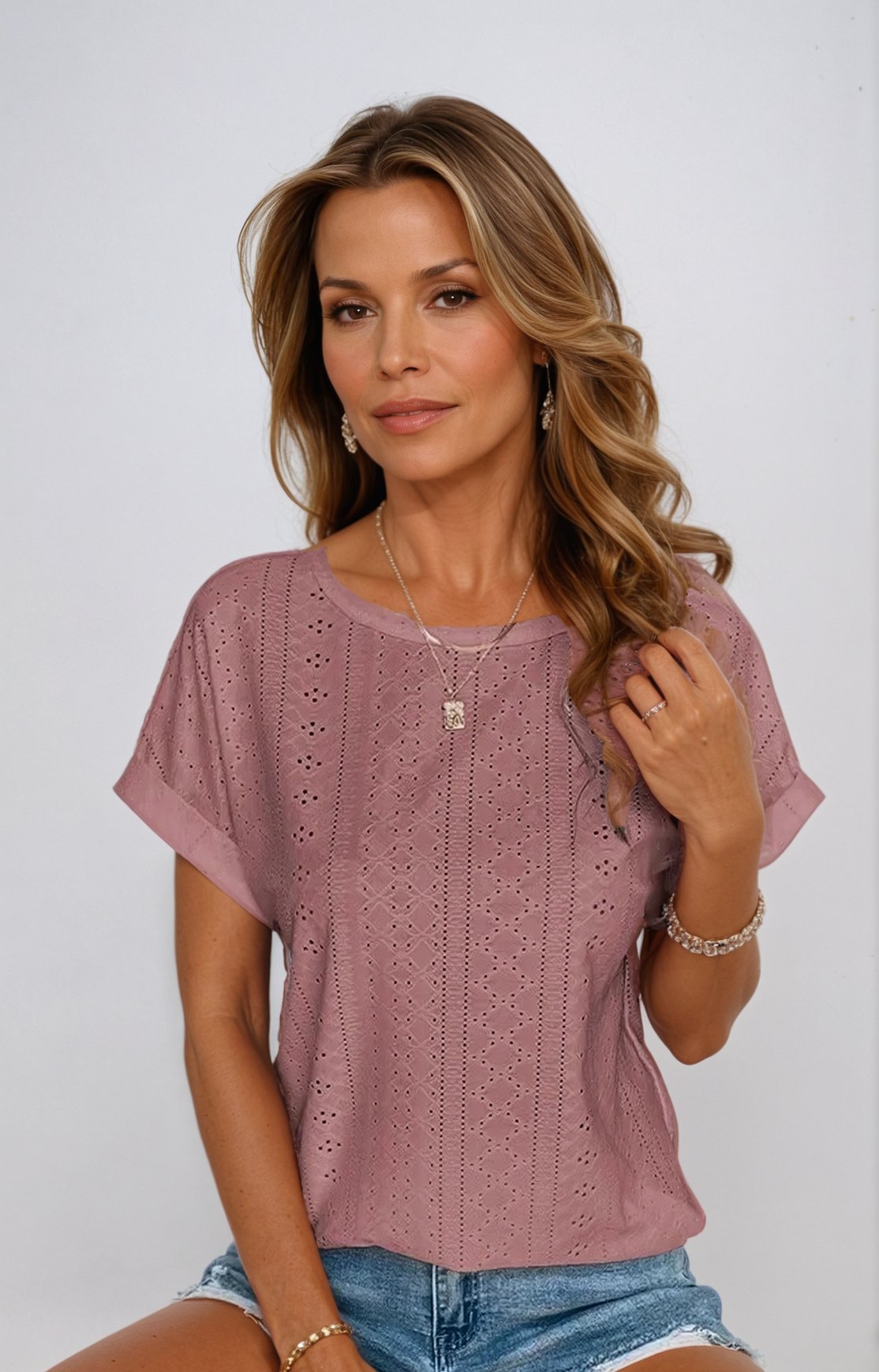 Riza | Women's Relaxed Casual Eyelet Top