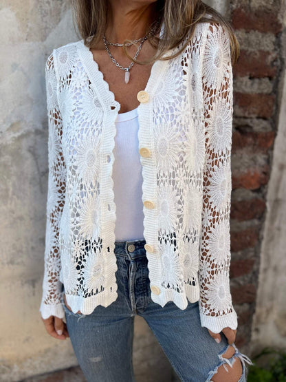 Nadia | Women's Cozy Cardigan with V-Neck and Long Sleeve