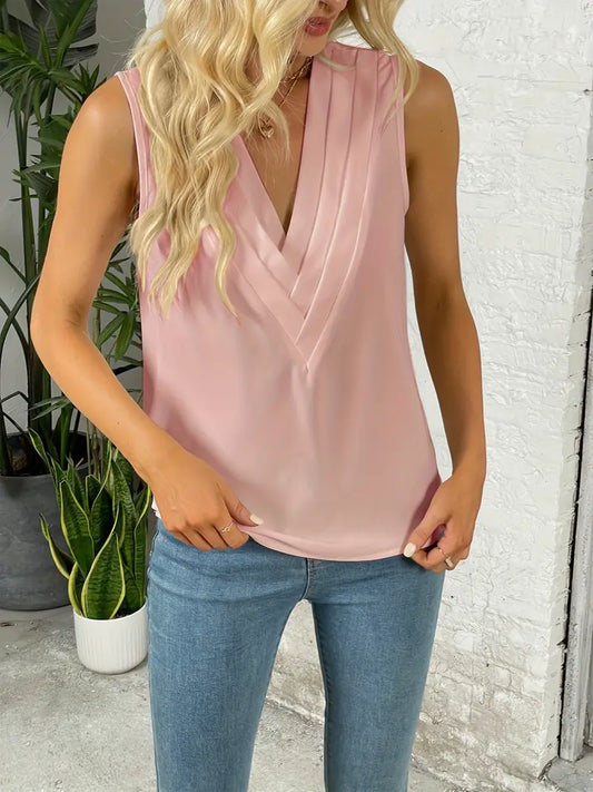Carina | Women's Elegant V-Neck Blouse with Ruffle Detail