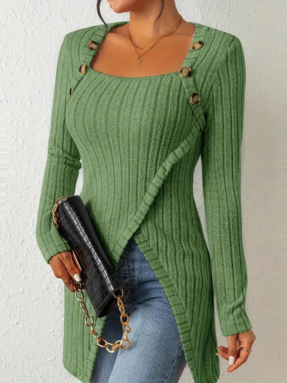 Julia | Women's Trendy Ribbed Asymmetrical Top