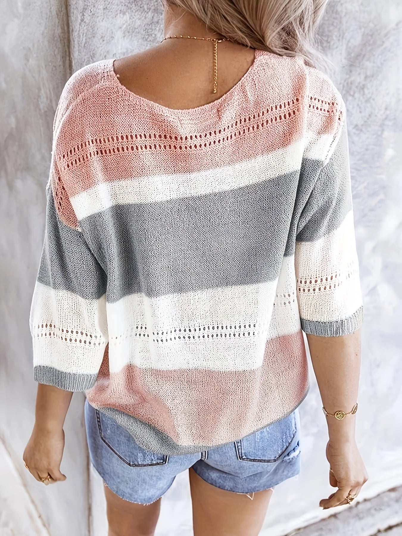 Olga | Women's Casual Striped V-Neck Jumper