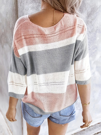 Olga | Women's Casual Striped V-Neck Jumper