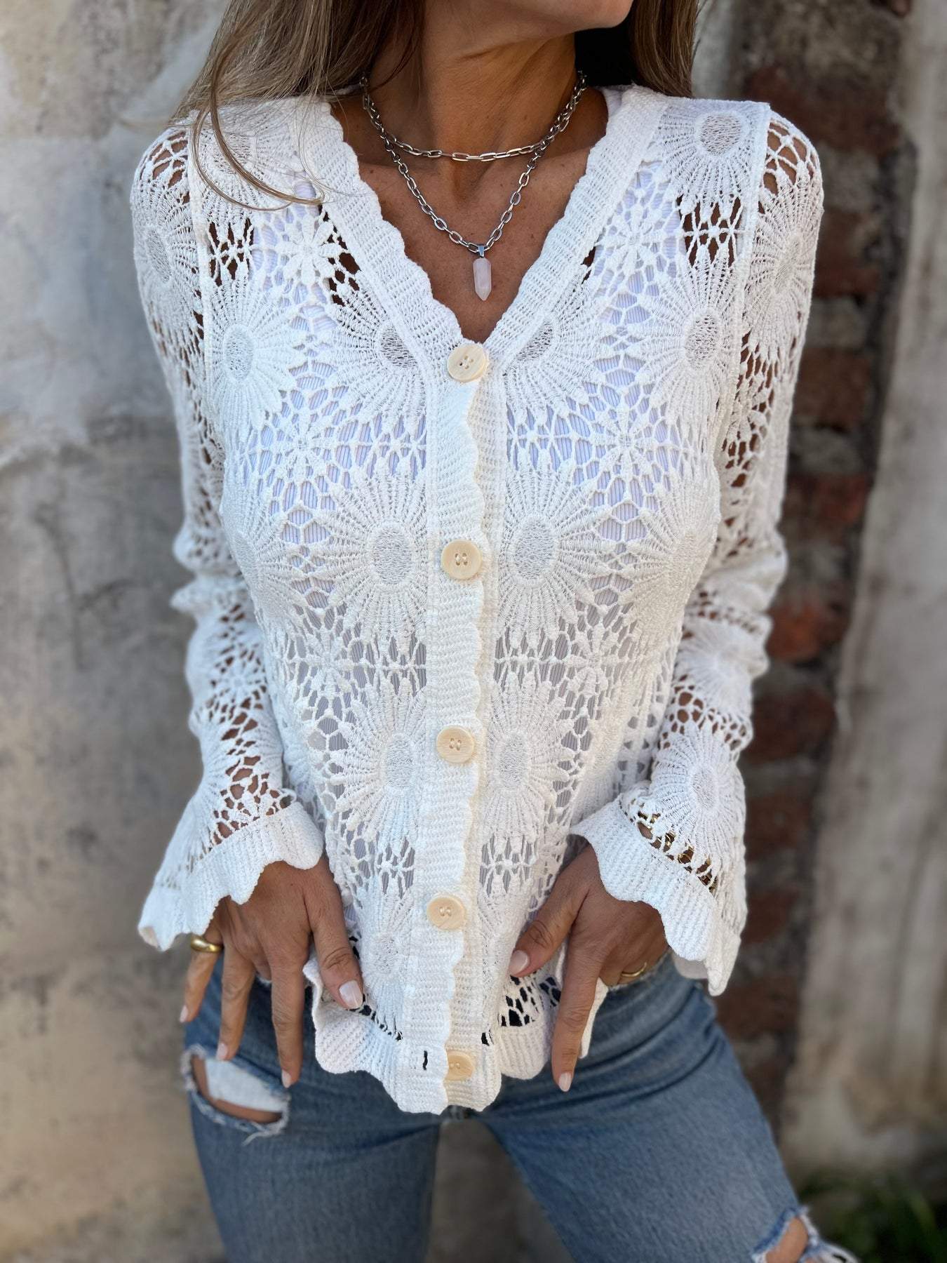 Nadia | Women's Cozy Cardigan with V-Neck and Long Sleeve