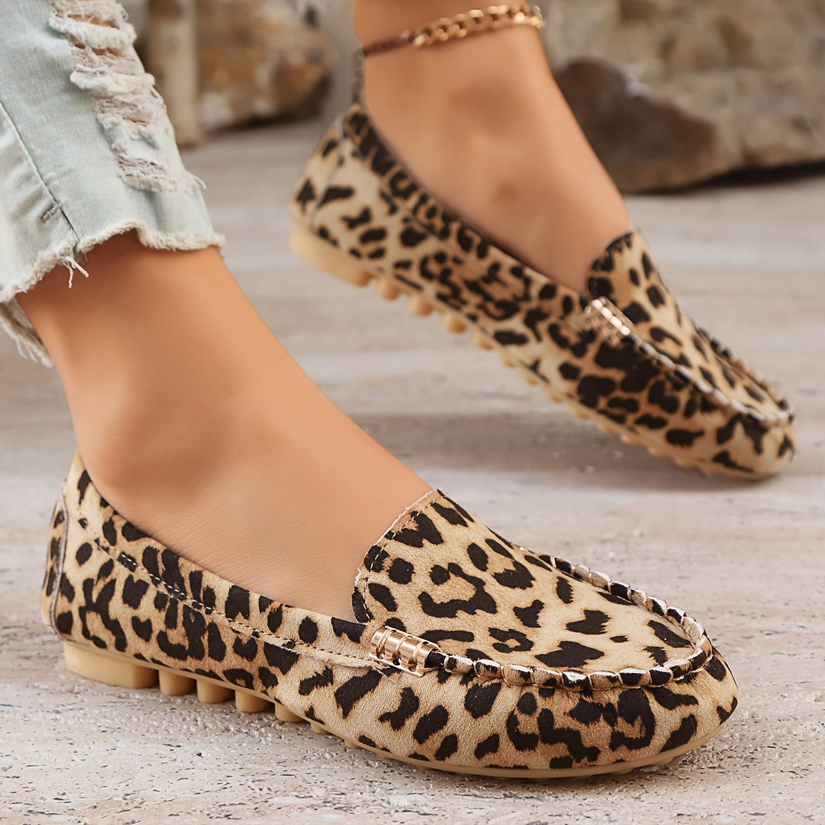 Jennifer | Women's Cushioned Slip-On Leopard Print Loafers
