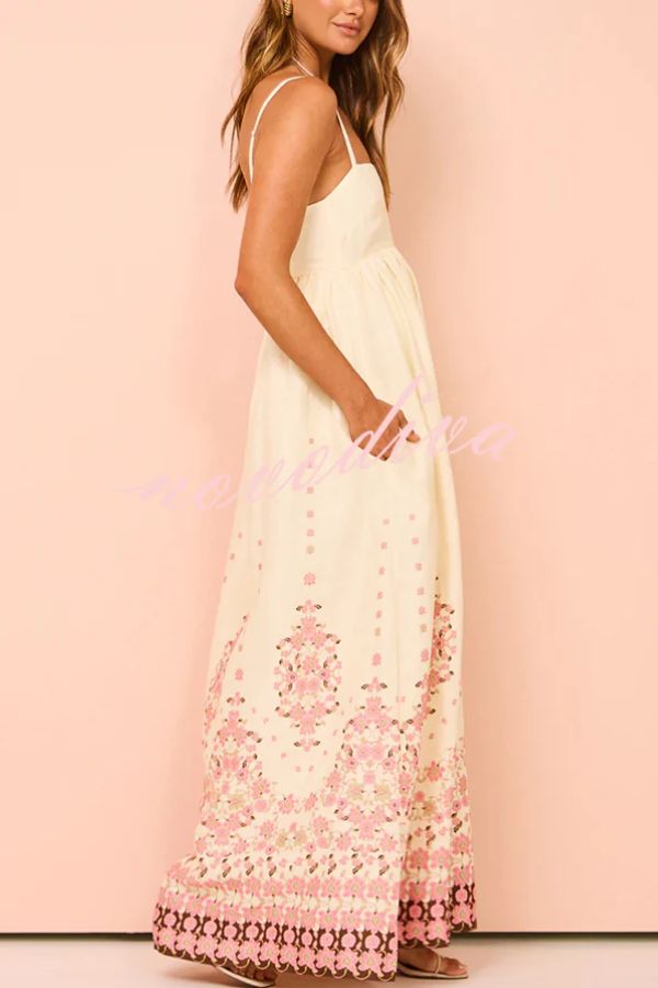 Women's Wendy Floral Paradise Maxi Dress with Straps and Pockets, Unique Print and Comfortable Fit