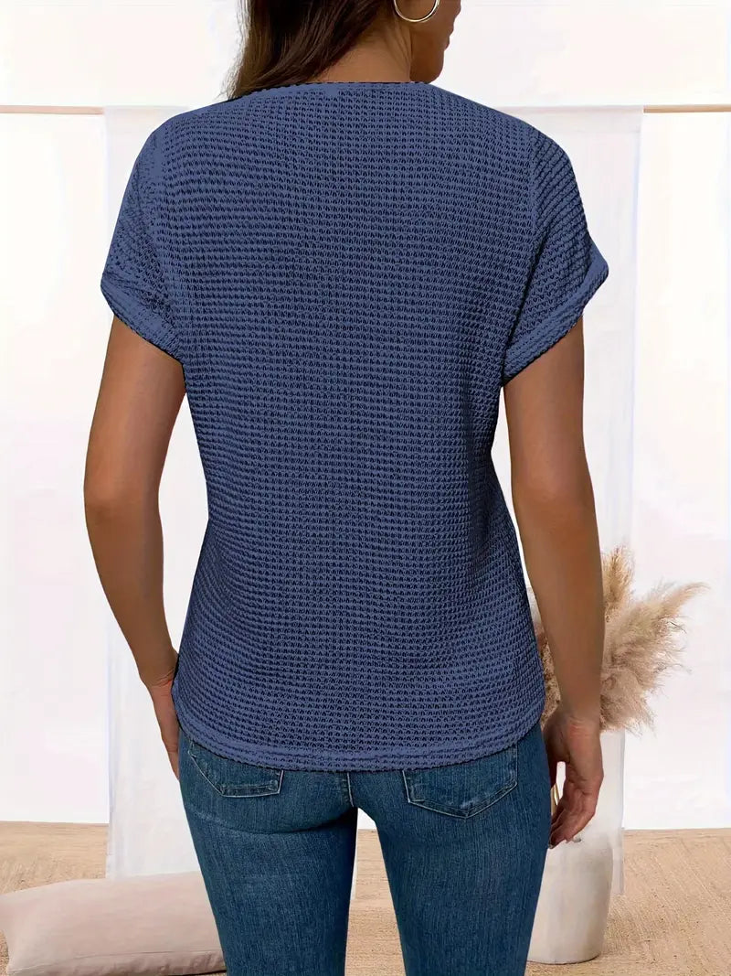 Megan | Women's Stylish Round Neckline Shirt with Ruffle Detail