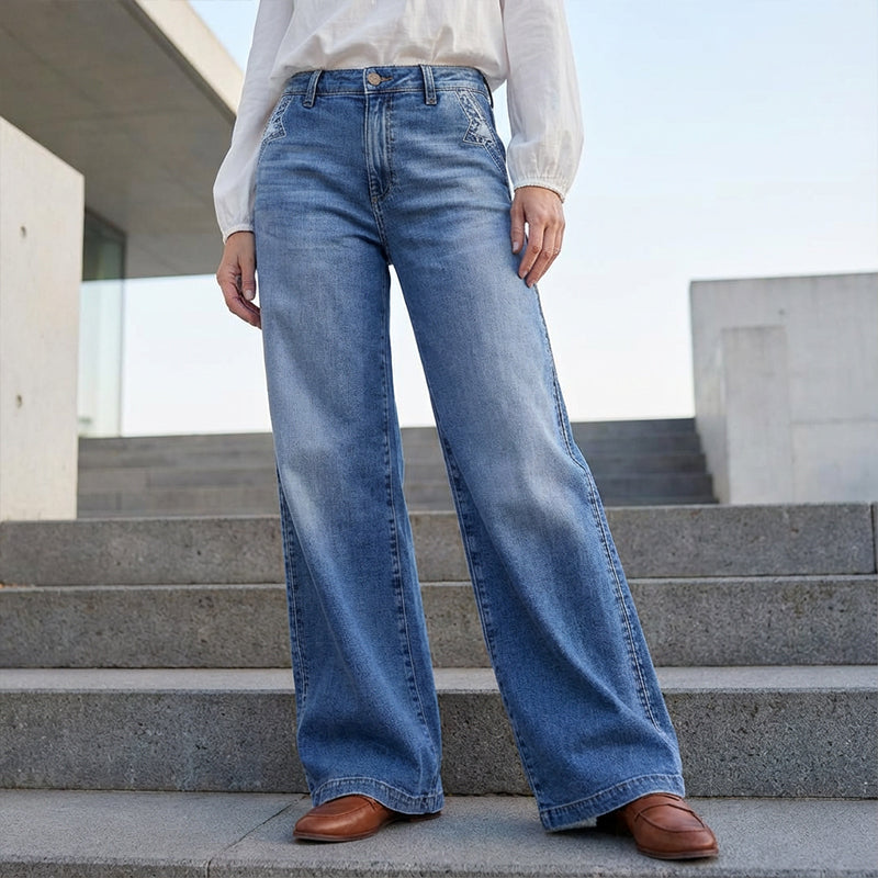 Retro High-Waisted Wide-Leg Jeans for Women