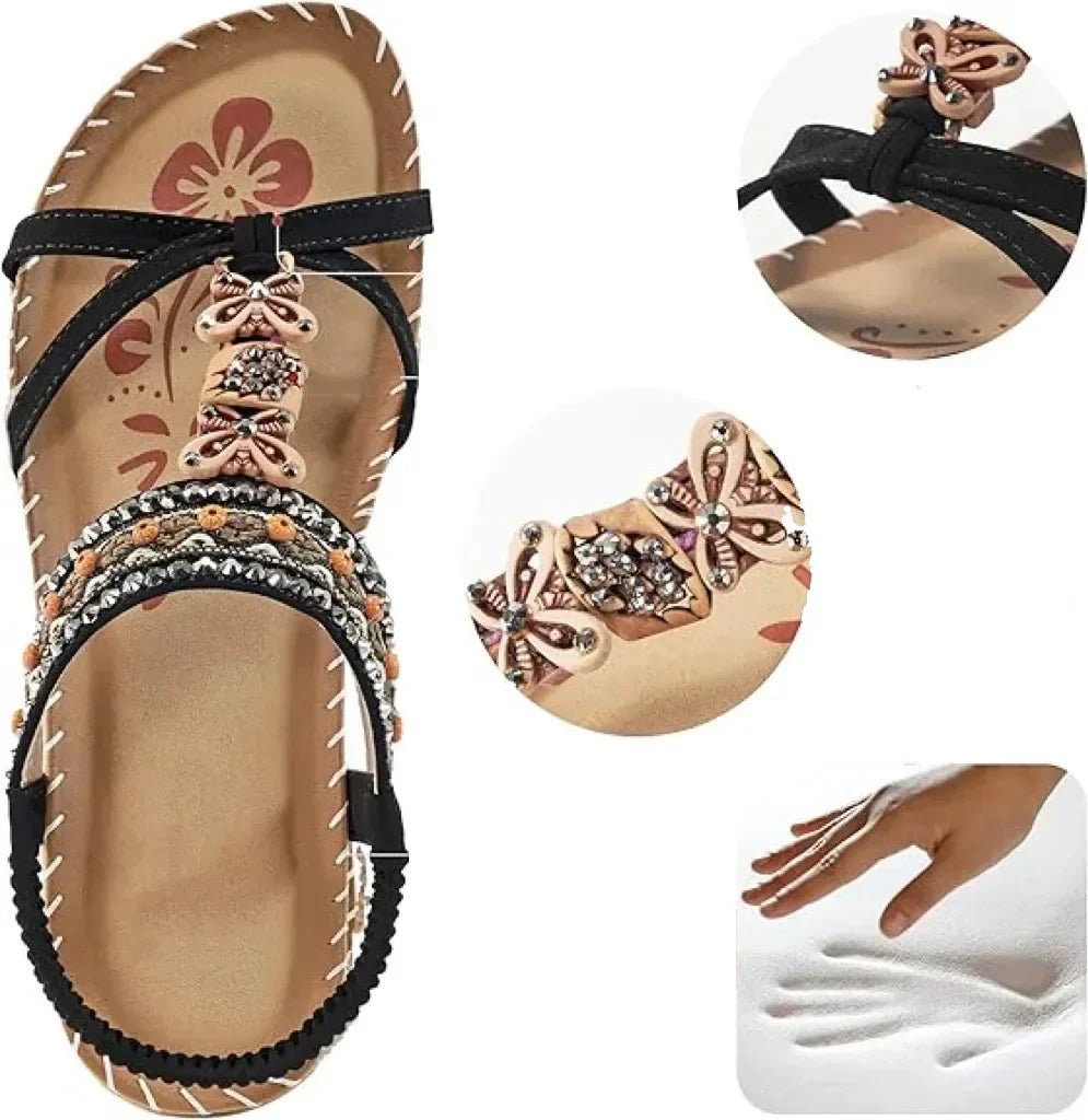 Colella | Women's Cushioned Open-Toe Elegant Orthopedic Flower Sandals