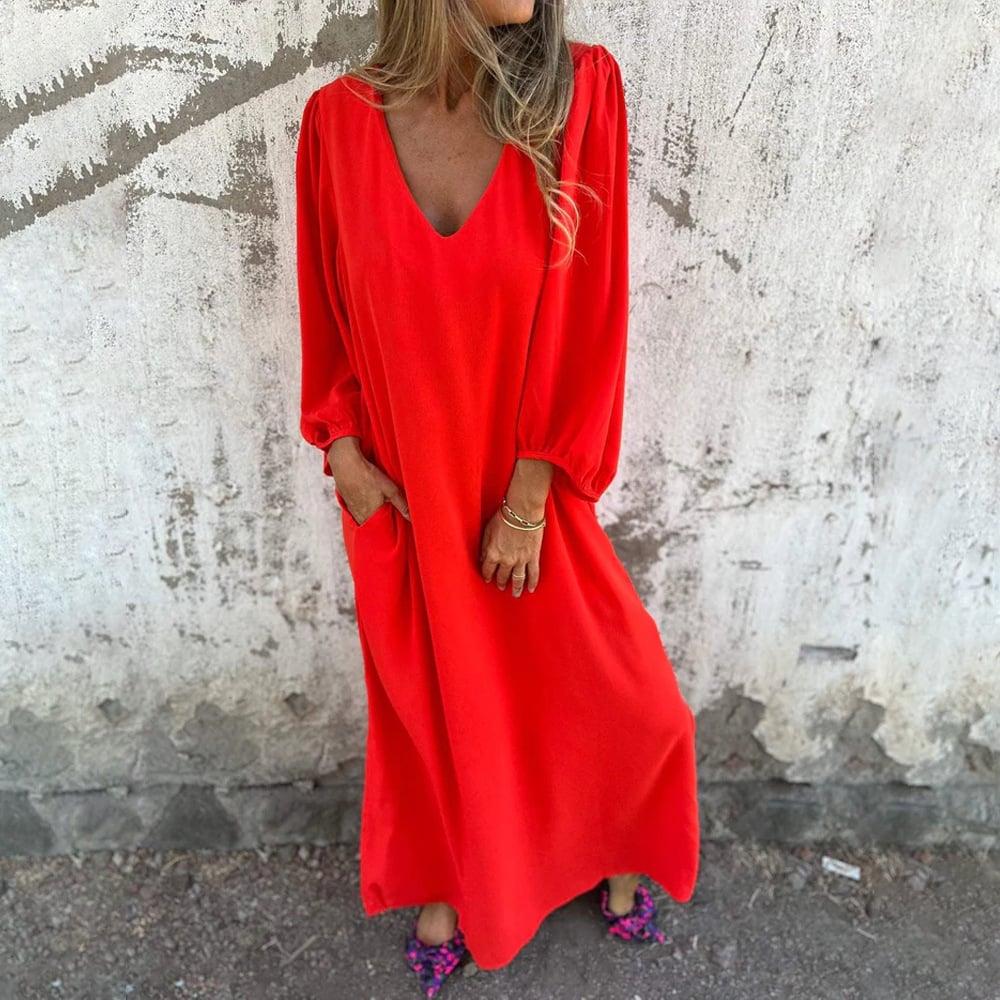 Delilah | Women's Relaxed Maxi Dress with V-Neck