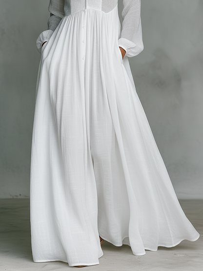 Elisa | Women's and Maxi Dress with Patchwork, High Neck, and Long Sleeves, Minimalist Style
