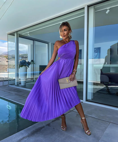 Celeste | Women's Elegant One-Shoulder Midi Dress