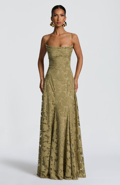 Women's Maxi Dress with Lace-Up Detail