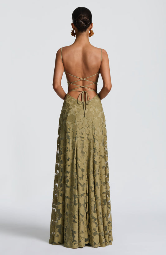 Women's Maxi Dress with Lace-Up Detail