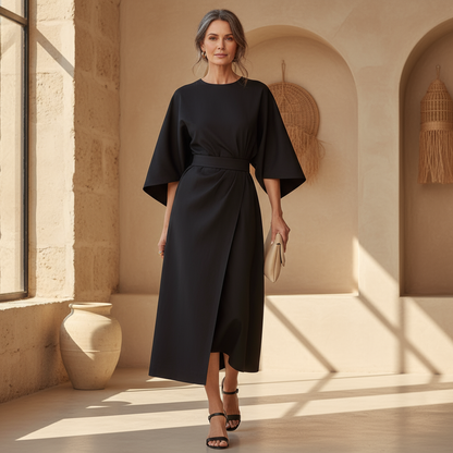Lissey | Women's Minimalist Belted Luxe Maxi Dress