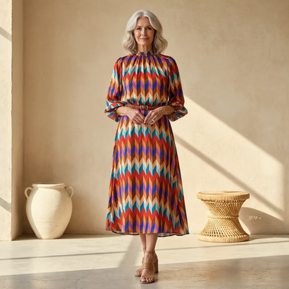 Cassandra | Women's Relaxed Vibrant Geometric Maxi Dress