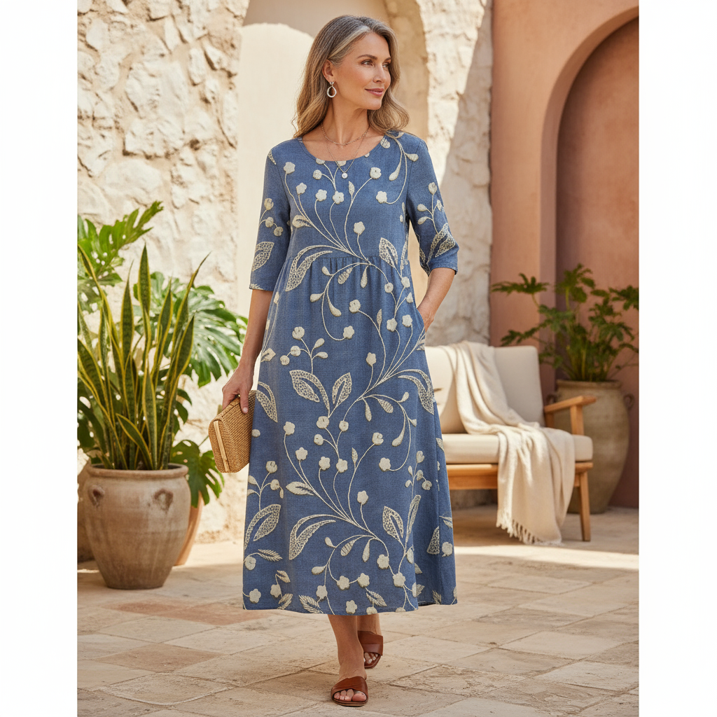 Kharen | Women's Relaxed Floral Midi Dress