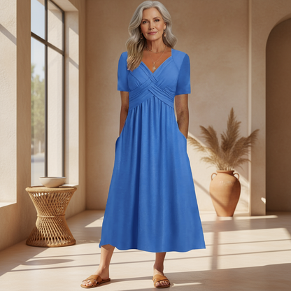 Sacha | Women's Casual Elegance Midi Dress with Pockets